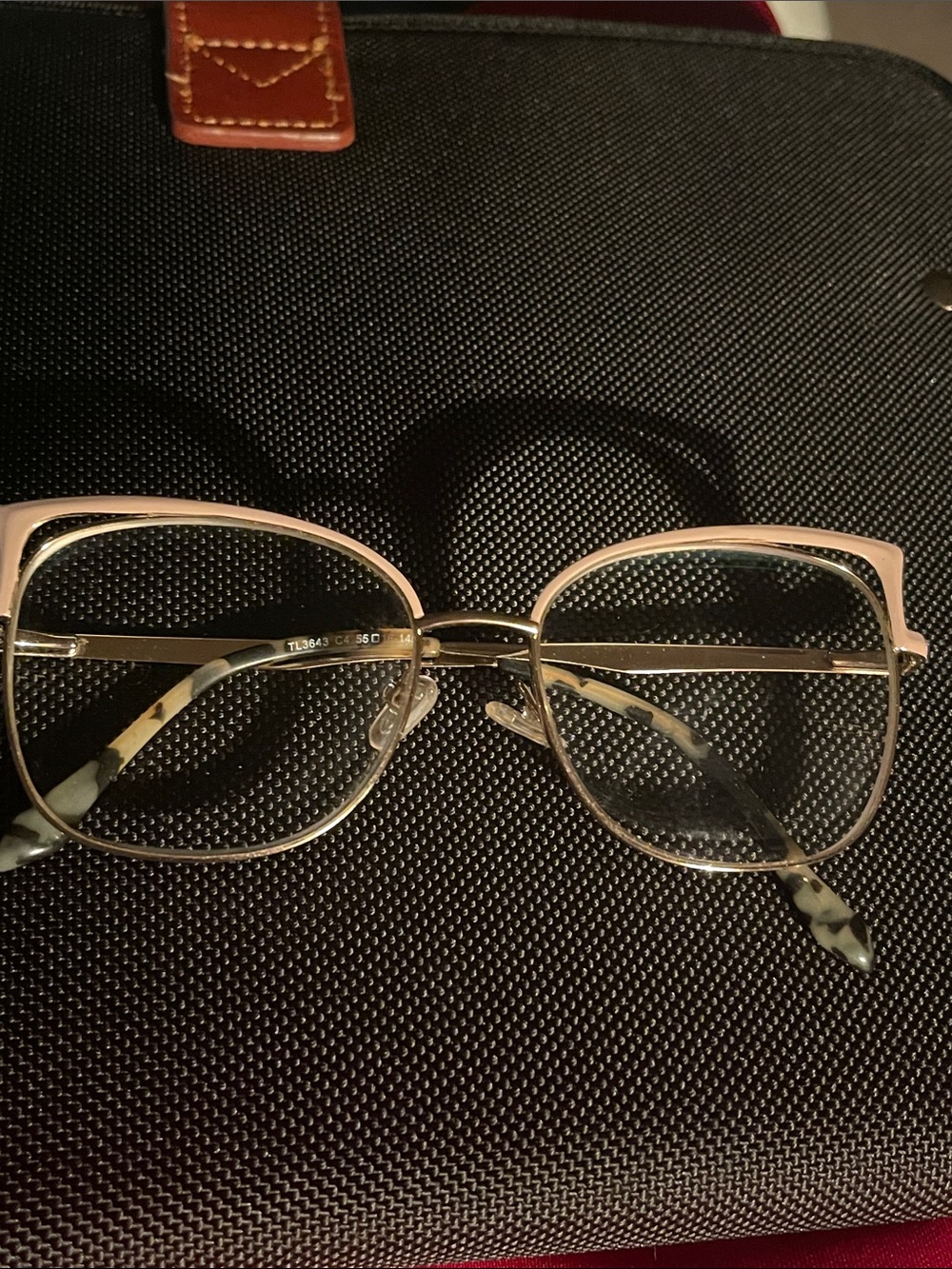 Women's Rose Gold Cat-Eye Eyeglass RX Frames with case